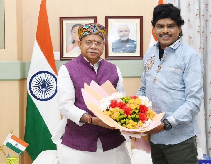  Hero Krishna Sai Presents Rs. 4 Lakh Cheque to Telangana Governor Shiv Pratap Shukla