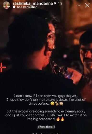 Rashmika Mandanna shares an interesting working still from the sets of Ranabaali